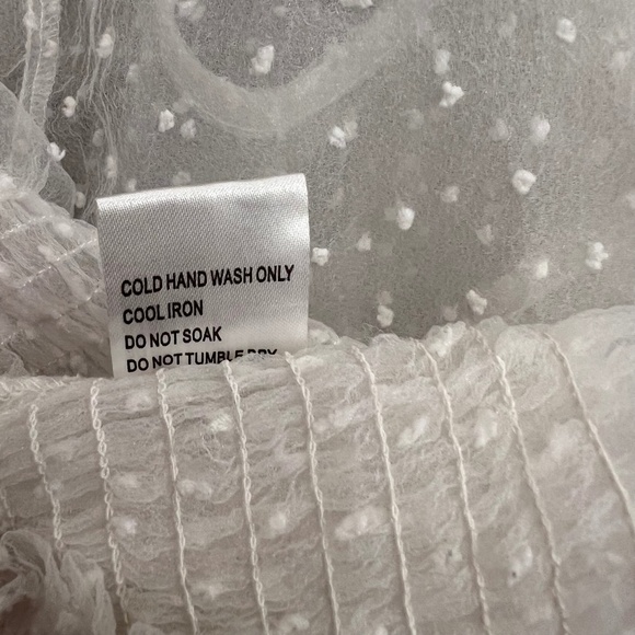 EUC [Princess Polly] Ivory Long Sleeve + Sheer Blouse | Cream Polka Dot Top | 8 - Picture 9 of 11